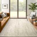 5x7 Area Rugs Beige Low Pile Indoor Washable Trendy Faded Style Rugs for Bedroom Living Room Dining Room Foldable Non-Slip Thin Print Mat