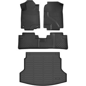 Floor Mats & Cargo Liner for Honda CR-V 2012-2016 CRV LX/SE/EX Without Subwoofer (Not fit Touring& EX-L Models), All Weather Automotive TPE Floor Liners Set Waterproof Accessories Black