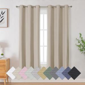 Aiyufeng Taupe Total Blackout Curtains 63 Inches Long 2 Panels, Textured Full Room Darkening Panels, Faux Linen Look Thermal Insulated Drapes for Bedroom Living Room (Grommets, 2xW40xL63)