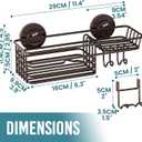 TAILI Shower Caddy Suction Cup with Hooks & Soap Holder, Heavy Duty Bathroom Shower Organizer, No Drilling Shelves for Inside Bathroom, Brown Metal Storage Holder