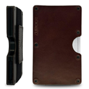 Leather RFID Wallet for Men – Slim Front Pocket Card Holder with Cash Strap – Soft Brown Leather, RFID-Blocking, Holds 16 Cards and Folded Bills (Brown Leather, Cash Strap)