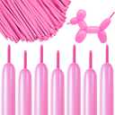 Pink 260 long Balloons 100 Pack Matte Pink Modeling Long Magic Balloons Thickening Latex Twisting DIY Animal Balloon for Birthday Wedding Christmas Festival Party Decoration