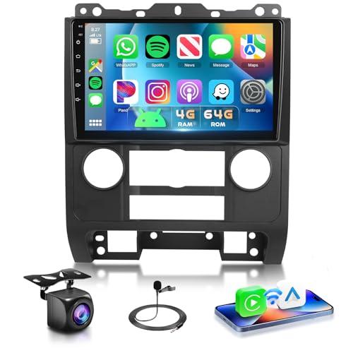 4G 64G Car Stereo for Ford Escape/Ford Kuga/Mazda Tribute 2007-2012 Radio, 9" IPS Touch Screen 36EQ DSP Wireless Carplay Android Auto Bluetooth 5.0 Android 15 GPS FM/RDS WiFi AHD Backup Camera