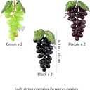 Assorted Artificial Grapes Grape Clusters Decorative Grapes Bunches Rubber Grape Bundles for Vintage Wedding Favor Fruit Wine Décor Faux Fruit Props(Purple Green) 3 Pack