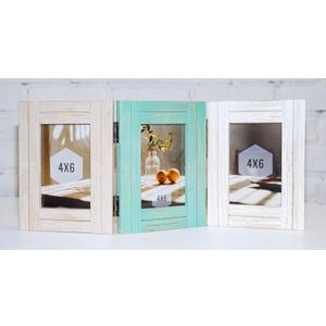 Seastars, Rustic Picture Frames 4x6 Farmhouse Collage Picture Frames 3 Picture Frame Farmhouse Office Decor Hinged for Hanging or Stand Vertical Housewarming Gift Cool Gifts For Coworkers Family Women Mom Dad Friend (White/Green/Taupe)