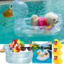 Dog Pool Float, Funny 6-in-1 Inflatable Dog Floats for Pool, Dog Raft for Small Dog, Puppy and Doggies, Clear Duck