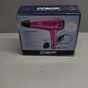 Conair Hair Dryer with Retractable Cord, 1875W Blow Dryer, 3 Heat Settings, 2 Speeds, Blow Dryer with Diffuser and Concentrator Attachments, Ionic + Tourmaline Technology, Pink