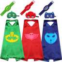 Superhero Capes & Masks Bulk Set for Kids 2-12  Satin Capes, Felt Masks, Bracelets, Dress Up Costumes, Party Favors