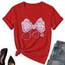 Valentines Nurse Shirt for Women-Valentines Day Bow Short Sleeves Funny Nursing School Tee Tops (Red, XXL)