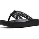 Skechers Women's ASANA Luxe-Ocean Breeze 2 Flip-Flop, Black/Black, 9