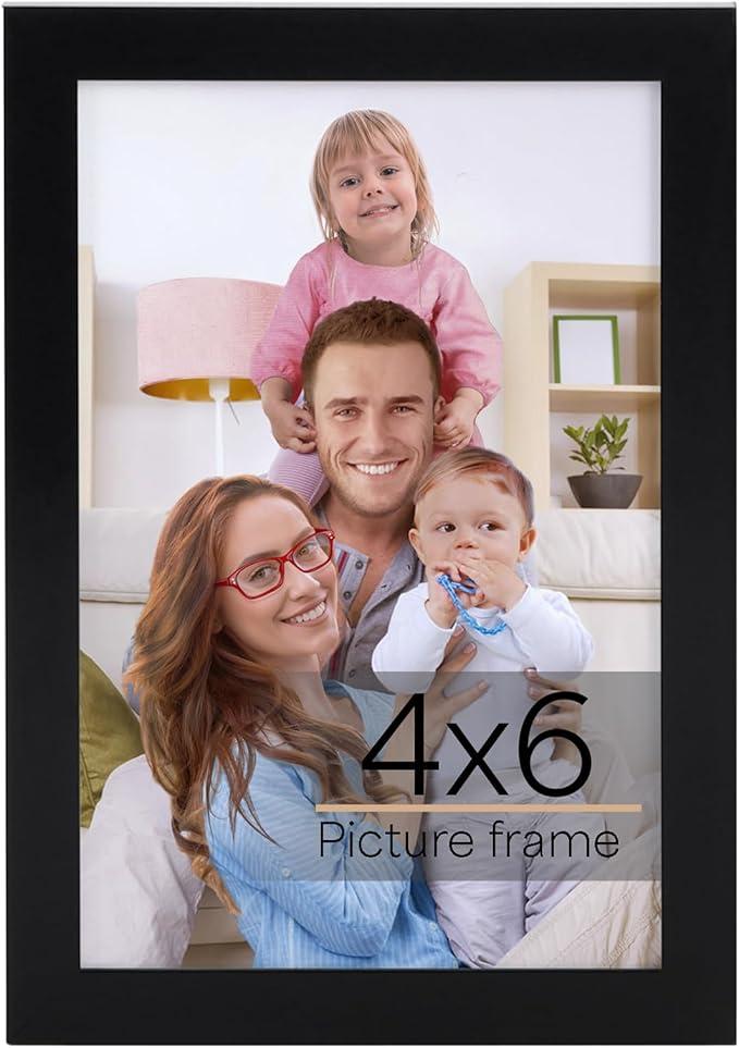 Giftgarden 4x6 Picture Frame Black, 4 by 6 Thin Photo Frame for Wall and Tabletop Display, Single