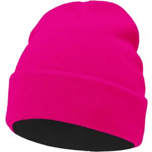 Beanie Hats for Men Women Reversible Hats Warm Knitted Cuffed Silk Lined Slouchy Skull Cap (1pack-black/Rose)