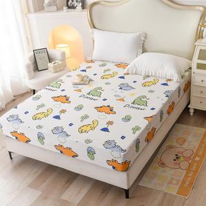 Bedding Fitted Sheet with Deep Pocket, Dinosuar Printed Soft Fabric Bed Sheets (Colorful Dino, Twin)
