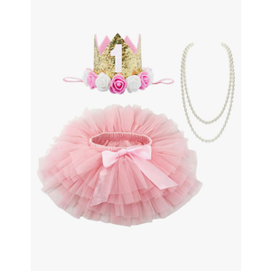 BGFKS Baby Girls Soft Tutu Skirt with Diaper Cover,1st Birthday Party Tutu Skirt Sets M