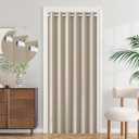 100% Blackout Magnetic Folding Door Curtain for Doorway Pleated Curtains Room Divider Drapes, Accordion Style Closet Curtains for Open Closet, 1 Panel, W45 x L80, Tan