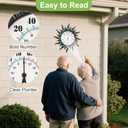Outdoor Thermometer with Hygrometer, Retro Sun Wall-Mounted Outdoor Thermometers Waterproof Decorative for Patio, Garden, Yard, Room, Large Number Easy to Read No Batteries Required