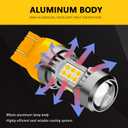 PHINLION 7444 Amber Yellow LED Bulbs, Super Bright 7443 7440NA 7444NA WY21W Blinker Turn Signal Parking Lights, Dual Filaments, Non-polarity, Pack of 2