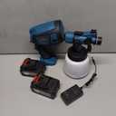 Paint Sprayer, 650W Cordless Spray Paint Gun with Battery 2  4.0mAh, 6 Brass Nozzles & 1400ML (47 fl.oz) Container, Paint Sprayer for House Painting Graffiti Wall Fence Furniture DIY Projects (Blue)