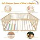 IKALIFE Large Wooden Baby Playpen - Size Adjustable Fence for Babies and Toddlers, Baby Play Yard with Locking Gate, Indoor Play Pen for Kids Activity Center 8 Panels 63.563.5