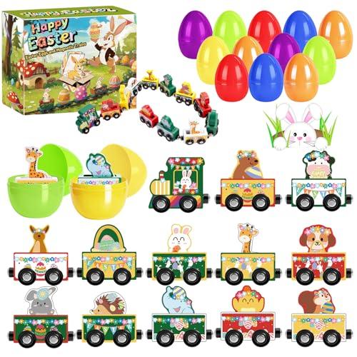Yxwomenxy Easter Eggs Magnetic Wooden Animal Train for Kids,Easter Basket Stuffers,Easter Eggs Surprise Train,Montessori Magnetic Train Toy Christmas Countdown Gift for Toddlers,Boys and Girls (Train)