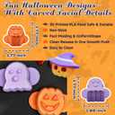 Halloween Cake Pop Molds - Cookie Cutters Set, Pumpkin & Ghost Cake Pop Cutter and Pusher, 3D Printed Chocolate Mold Press for Party Treats, Cake Pop Kit Baking Molds for Desserts