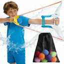 Water Balloon Launcher Slingshots for Kids with 12 Pcs Reusable Water Balloons Pool Toys for 3-10 Years Old Boys & Girls Outdoor Backyard Water Games Beach Toy