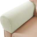 Sofa Arm Chair Covers, Couch Armrest Armchair Covers, Stretch Anti-Slip Recliner Slipcovers Furniture Protector, Set of 2 (Ivory White)