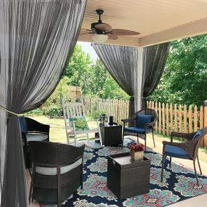 RYB HOME 2 Panels Porch Screen Mesh Outdoor Curtains Lightweight Mosquito Netting for Patio Gazebo Pool Hut Bug Netting Size Adjustable, Black, 118 inches Wide x 120 inches Long