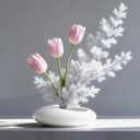 Flower Frog Vase Kit, Ikebana Flower Arrangement, Ceramic Water Drop Flower Pot & Flower Frog Flower Arrangement Vase Kit (White Small Size)