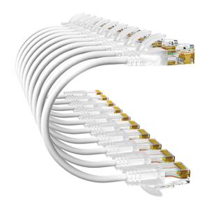 Cat6a Patch Cables 1ft (10 Pack) Slim, Cat6 Ethernet Patch Cable Pure Copper, Flexible Cat 6 Patch Cable 550MHZ 10G, Space-Saving Cat 6A Network Cables for Patch Panel, White