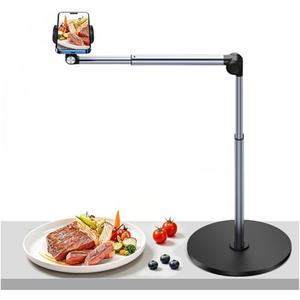 yAyusi Heavy Duty Aluminum Overhead Phone Mount, 13.7 in Long Phone Stand for Recording, Flexible Articulating Arm Phone Mount for Desk for Live Streaming, Meeting, Cooking – Perfect for Creators