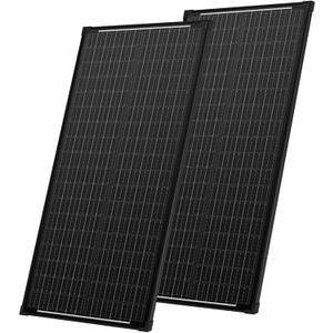 WERCHTAY 200 Watt Solar Panels, 2Pcs 100W 12V/24V Monocrystalline 25% High-Efficiency for RV Rooftop Boat Marine Farm Battery Power Station Generator Off-Grid Applications, (2 Pack 100W, Black)