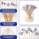 2 x 100 PCS Bamboo Cocktail Picks, Autumn Decorative Toothpicks Skewers for Appetizers, Fruits and Drink Garnish, Thanksgiving Day Party Decorations (USA-Style)
