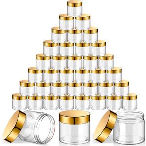 SATINIOR 36 Pieces 8 oz Plastic Jars with Lids Wide Mouth Airtight Reusable Container Acrylic Cosmetic Small Jars for Lotions Ointments Travel Toiletries Creams Make up Storage(Gold)