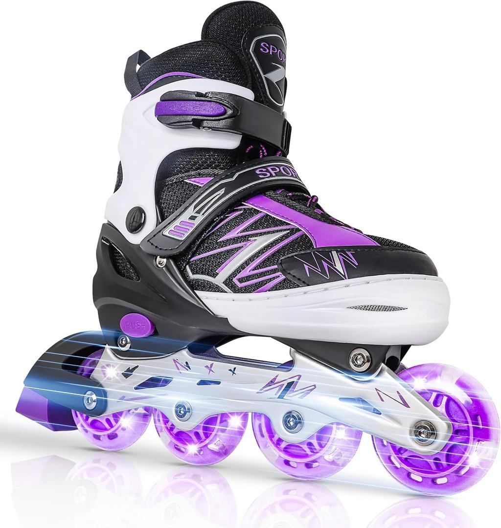 Adjustable Kids Inline Skates for Girls Boys Children Beginners, Inline Skates with Light Up Wheels for Kids and Youth for Indoor Outdoor Sports,medium