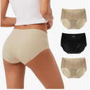 INNERSY Women's Seamless No Show Hipster Panties Invisible Light Underwear 3-Pack, Small, Black/ Nude 