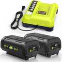 Compatible for Ryobi 40v Battery 6.0Ah 2Pcs OP4060 OP401 Charger Combo High Capacity Strong Power for Ryobi 40v Battery and Charger Lawn Mowers Leaf Blowers for OP4015 OP4040 OP4026A OP40201 OP4050A