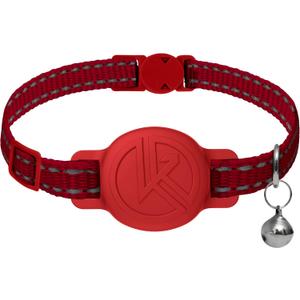 Tile Sticker Holder Cat Tracking Collar (2024) - Breakaway, Reflective Kitten Collar with Bell and Holding Case for Tile by Life360 (Red)