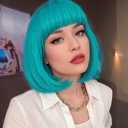 Short Bob Wig with Bangs Teal Blue Wig Bluish Green Wig Colored Wigs Heat Resistant Synthetic Mermaid Wig Party Cosplay Wigs for Women