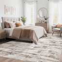kakania 9x12 Washable Area Rug - Abstract Soft Non-Slip Modern Low-Pile Carpet for Living Room Bedroom Office Dorm, Kid Pet Safe Robot Vacuum Friendly - Light Brown