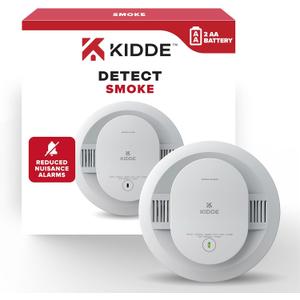 Kidde Smoke Detector, AA Battery Powered LED Status Lights, 85 dB Alarm, 5-inches, 20SDR, 1 Pack, EXP: 10 Years After Installation