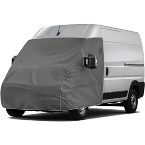 Gray Windshield and Engine Cover Compatible with 2014-2025 Ram Promaster | Full Coverage Hood for The Front, Sun, Snow, and Privacy Protection