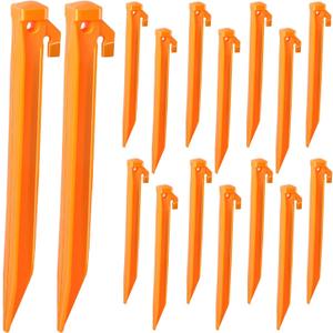 16 Pieces Plastic Inflatable Stakes, 8.7 Inch Inflatable Tent Stakes Replacement Inflatable Stakes for Halloween Christmas Holiday Inflatables Garden and Camping Decorations (16, Orange)