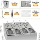 Kalolary 8 Pans Pizza Topping Storage Station, Stainless Steel Condiment Containers with Lids Spoons Ice Food Serving Display Container Salad Bar Buffet Station for Home Sauce Jam Kitchen Restaurant