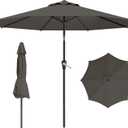 9 FT Patio Umbrella for Outdoor, Outdoor Umbrella with Push Button Tilt and Crank, Outdoor Patio Umbrellas with 8 Sturdy Ribs for Market, Garden, Deck, Backyard, Pool (Gray)