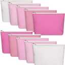 Reginary Pack of 10 Canvas Makeup Bags Bulk for Women Blank DIY Craft Pencil Pouch Travel Toiletry Cosmetics Bags for Bridal Shower, Wedding Gift, Breast Cancer Awareness Supplies (Pink)