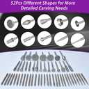 52Pcs Diamond Grinding Bit Polishing Kit Compatible with Dremel, Stone Carving Set Diamond Bits 1/8" (3mm) Shank Accessories for Stone Glass Ceramics Carving, Polishing, Grinding