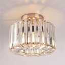 FRIDEKO HOME Semi Flush Mount Ceiling Light - Crystal Chandelier Modern Ceiling Lamp Hallway Light Fixtures Gold Light Fixture for Porch Kitchen Bedroom Living Room Entryway (9.05 inch)