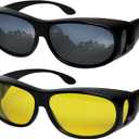 Success Eyewear Fit Over Sunglasses Polarized Lens Wear Over Prescription Eyeglasses 100% UV Protection for Men and Women (Black)