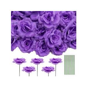 Fake Flower Heads for Craft, Purple Rose Heads Artificial Flowers, 29 Pcs Silk Rose for Wedding Decoration Party Home Decor,DIY Crafts
